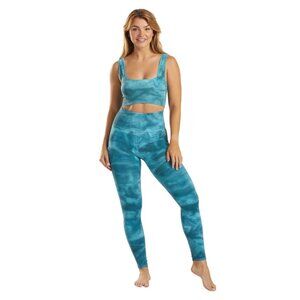 NEW Free People Good Karma Tie Dye Seamless High-Rise 7/8 Leggings Blue Peacock